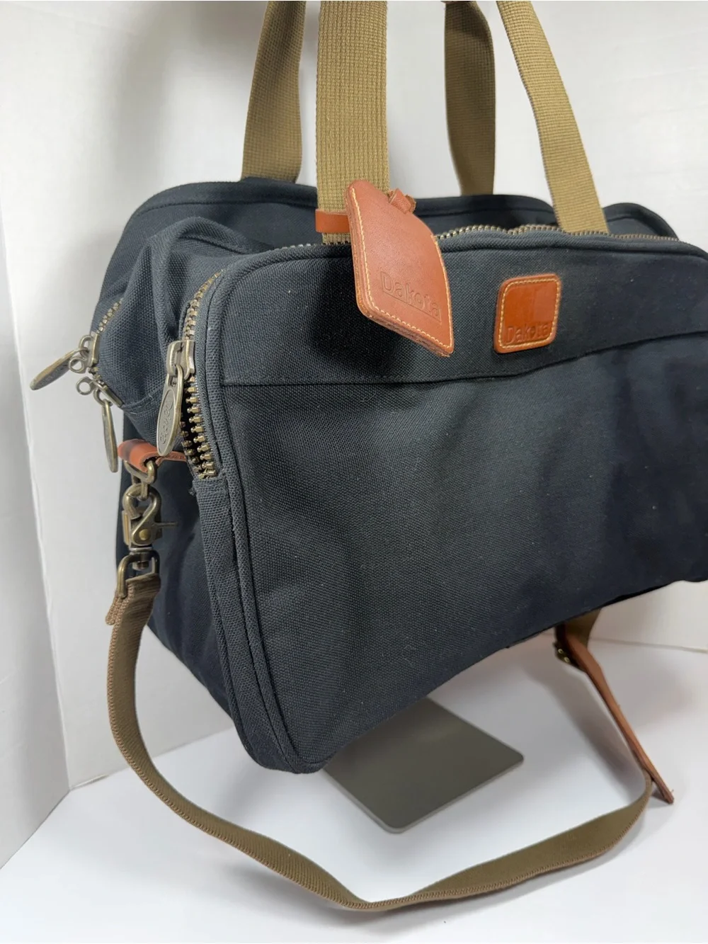 VTG Dakota by Tumi Briefcase Bag Black Nylon Strap Luggage Tag 5324S